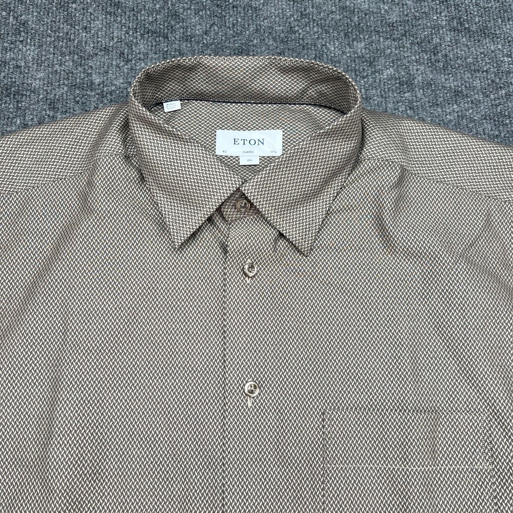 Eton Classic 17 3/4 - 45 Men's Button Shirt Brown Woven Fabric Long Sleeve NWOT - Picture 2 of 8